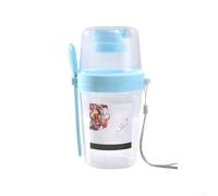 Shaker portatile per insalata, forchetta integrata, grande capacità, riutilizzabile per farina d'avena, frutta, yogurt, contenitore multicolore per la preparazione dei pasti, 18,3 cm (blu)