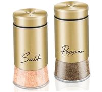 Shakers di sale e pepe mettono gli agitatori di sale e pepe in vetro da 150 ml con coperchi in acciaio inossidabile accessori per shaker per spezie ricaricabili per il ristorante cucina oro, vetro