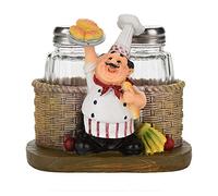 Shakers di sale, statue decorativa chef Organizzatore di sale Porta della bottiglia di zucchero Ornamenti carini in resina statua chef per il ristorante cucina caffetteria (E14-15018-B)
