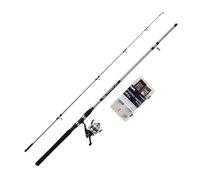 Shakespeare SALT Estuary Enforcer Combo Set, canna da pesca e mulinello, combo spinning, custodia rigida, esche e attrezzatura finale, pesca costiera e costiera, blu e bianco, 2,40 m, 20-60 g