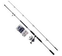 Shakespeare SALT Pier Pounder Combo Set, canna da pesca e mulinello, combo spinning, custodia rigida, esche e attrezzatura finale, pesca costiera/costa, unisex, blu e bianco, 3 m, 112-225 g