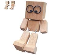 Shaking Wooden Man Figurine, Handmade Shaking Feet Wooden Doll, Funny Magnetic Car Dashboard Ornament, Creative Wood Desktop Decoration, Unique Gift for Men & Office (B)