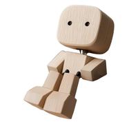 Shaking Wooden Man Figurine - Wood 8x5cm | Charming Little Wooden Figure Handmade Shaking Feet Doll Car Decoration | Cute Magnetic Mini Ornament For Commuter Display And Daily Desk Use In Car Interior