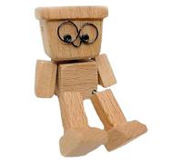 Shaking Wooden Man Figurine - Wood 8x5cm | Charming Little Wooden Figure Handmade Shaking Feet Doll Car Decoration | Cute Magnetic Mini Ornament For Commuter Display And Daily Desk Use In Car Interior