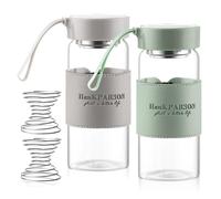 Shakr Glas,2 Pezzi 480 ML Kleine Glas Shker Con 2 Sfere Di Miscelazione In Acciaio Inossidabile,Bottiglia Shaker Per Proteine,Shaker Proteinshake Brocche In Vetro Per Fitness E Frullati Proteici