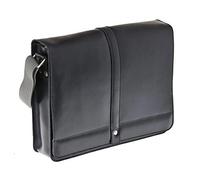 Shalimar Messenger - Borsa a tracolla in pelle, formato orizzontale, 34 x 25 x 6 cm, colore: Nero, Nero, 34 x 25 x 6 cm, Clean Fashion