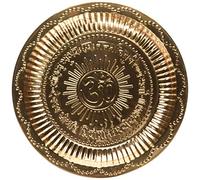 ShalinIndia Vassoio Decorativo, Fatto a Mano, in Rame, con Simbolo dell’Om e del Mantra Gayatri