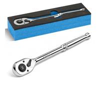 SHALL Chiave a cricchetto a 90 denti da 1/2", a sgancio rapido e reversibile, completamente lucidata, in lega cromata, regalo per uomini, donne, papà, mamma