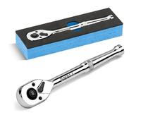 SHALL Chiave a cricchetto a 90 denti da 1/4", a sgancio rapido e reversibile, completamente lucidata, in lega cromata, regalo per uomini, donne, papà, mamma