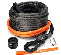 SHALL Cinghie e corde da traino, 9 mm x 28 m(3/8" x 92 FT), corda sintetica per verricello, 11,5 tonnellate, manicotto protettivo e gancio per verricello forgiato e cinghia di sicurezza