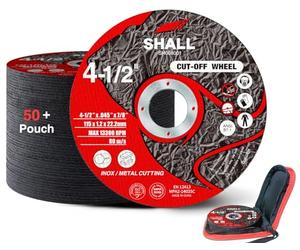 SHALL Confezione da 50 dischi da taglio 115 x 1.2 x 22.2 mm,disco da taglio rapido per metallo e acciaio inossidabile da 4,5", disco per smerigliatrice per taglio di metalli generico