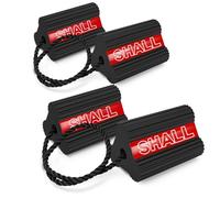 SHALL Cunei per ruote, in gomma resistente, con 3 strisce riflettenti, blocco solido per camper, camion, auto, aerei, confezione da 2 paia/4 pezzi con corda, rosso