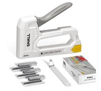 SHALL Graffettatrice Leggera per Legno - Graffettatrice Bianca per Tappezzeria con 1600 Graffette JT21 da 1/4, 5/16, 3/8" e levapunti - Tessuti per Artigianato