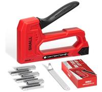 SHALL Graffettatrice Leggera per Legno - Rossa per Tappezzeria con 1600 Graffette JT21 da 1/4, 5/16, 3/8" e levapunti - Per Tessuti e Artigianato