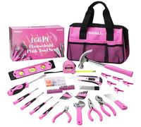 SHALL Kit di attrezzi rosa da 166 pezzi per la casa, cassetta degli attrezzi rosa con set di attrezzi per fai da te e kit di attrezzi per auto, regalo ideale per donne, ragazze e tuttofare a casa