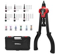 SHALL Kit di utensili per rivetti da 35,6 cm(14"), con 6 mandrini metrici M3, M4, M5, M6, M8, M10, 6 mandrini metrici, calore e 60 dadi per rivetti, con scatola portatile