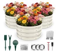 Shall Kit per aiuola rialzata rotonda da 3 pezzi (61 cm * 28,8 cm), fioriera rialzata per esterni con bordi di sicurezza, facile da montare, adatta per fiori e frutti.