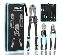 SHALL Kit tagliabulloni in 3 pezzi, tagliabulloni per impieghi gravosi da 14", tagliafili da 8", leva più efficiente e apertura regolabile, custodia per il trasporto inclusa