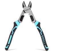 SHALL Pinza da taglio diagonale 3 in 1 con spelafili, tronchesi per cavi Cr-V da 8" per impieghi gravosi, utensili elettrici multifunzione per taglio, crimpatura e spelatura