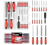 SHALL Set di 17 Lime in metallo, per metallo, legno e plastica, 4 lime a mano e 12 lime ad ago, spazzola metallica, Raspe di alta qualità con scatola portaoggetti