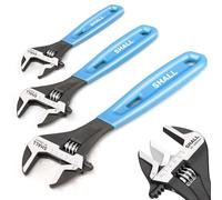 Shall Set di 3 chiavi a bussola regolabili, in acciaio Cr-V, 25/20/15 cm, con impugnatura comoda, ossido nero a bocca larga, con scala SAE incisa al laser per casa, garage, officina e fai da te