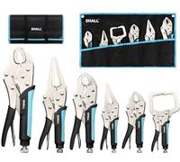 Shall Set di 6 pinze di bloccaggio - mascella curva da 12,7 cm, 17,8 cm e 25,4 cm, naso lungo 15,2 cm e morsetto a C da 15,2 cm, manico in TPR bicolore, custodia arrotolabile inclusa