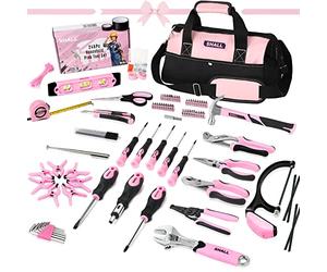 SHALL Set di attrezzi rosa, kit di attrezzi domestici da 246 pezzi per donna, set di attrezzi domestici generici per riparazione, manutenzione e miglioramento della casa