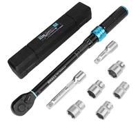 SHALL-Set di chiavi dinamometriche da 7 pezzi da 1/2", (20-220 Nm), adatte per la manutenzione di auto e moto, con asta di prolunga e scatola portaoggetti