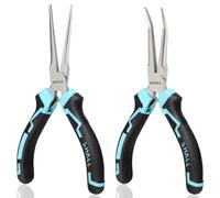 SHALL Set di mini pinze a becchi ad ago da 15,2 cm, 2 pinze a becco lungo e pinze a becchi piegati con impugnatura comoda, pinze a becco piccolo non seghettato per la creazione di gioielli, filo