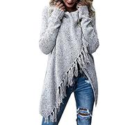 ShallGood Donna Pullover Maglioni Manica Lunga V Collo Maglione Lounge Cape Mantellina Maglieria Autunno Inverno Nappa Maglia Grigio IT 44