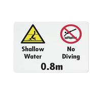 Shallow Water No Diving 0,8 m cartello di avvertimento adesivo di sicurezza cartello esterno 30,5 x 20,3 cm