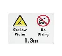 Shallow Water No Diving 1,3 m cartello di avvertimento adesivo di sicurezza cartello esterno 30,5 x 20,3 cm