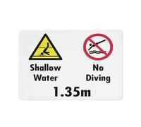 Shallow Water No Diving, cartello da 1,35 m, 8 x 12, rivestimento riflettente in alluminio antiruggine, resistente alle intemperie, impermeabile, facile da montare