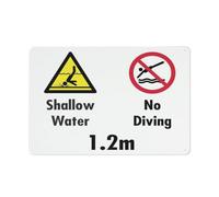 Shallow Water No Diving, cartello in alluminio riflettente da 1,2 m, 30,5 x 20,3 cm, protetto dai raggi UV, impermeabile, resistente alle intemperie e allo sbiadimento, 4 fori preforati