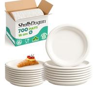 Shally Dogan 700 Piatti Frutta Usa e Getta in Polpa di Cellulosa BIO 18 cm, Piatto Dessert Monouso 100% Biodegradabile e Riciclabile, Resistenti al Calore e Robusti Ideali per Casa, Feste, Lavoro