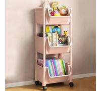 Carrello Multiuso con Ruote Scaffale Portaoggetti Libreria Salvaspazio Rosa