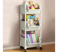 Carrello Multiuso Ruote Scaffale Portaoggetti Libreria Salvaspazio Grigio Chiaro
