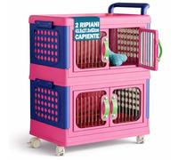 Shally Dogan Carrello Portagiochi Multilivello Impilabile, Contenitore Organizer con Ante Apribili e Ruote, Portatutto per Cameretta con Montaggio Semplice e Struttura Resistente (2 Livelli)