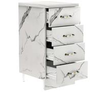 Shally Dogan Cassettiera Mobile Base per Cucina con 4 Cassetti, Mobiletto Componibile con Struttura in Legno Solida e Resistente, Organizer Dimensioni 40 x 50 x 85H cm (Marmo)