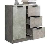 Credenza in Legno Cemento Cassettiera Consolle 1 Anta e 3 Cassetti Salvaspazio