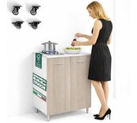 Shally Dogan Cucina Completa Monoblocco 80 x 60 x 85 cm, Piano Cottura a 2 Fuochi e Piano per Cucinare, Piastre in Ghisa Resistenti, Montaggio con Piedini Fissi o Ruote, Manopole Ponticello (Olmo)