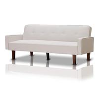 Divano Letto Clik Clak a 3 Posti con Schienale Reclinabile Convertibile Bianco