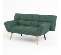 Shally Dogan Divano Letto Apertura Click Clack con Rivestimento in Tessuto, Divanoletto 2 in 1 Sistema Clic Clac, Struttura Ergonomica e Braccioli Regolabili, Design Moderno per Soggiorno (Verde)