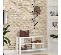 Shally Dogan Ingresso Appendiabiti a Parete e Scarpiera in Stile Moderno, Set Completo di Mobile Portascarpe 3 Ripiani e Attaccapanni da Muro con 6 Ganci, Materiali Robusti (Bianco)