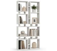 Shally Dogan Libreria a 4 Ripiani Multiscaffale in Legno Design Moderno, Scaffalatura Versatile con Struttura Resistente, Ideale per Soggiorno, Ufficio, Studio, Camera da Letto (Bianco)