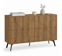 Shally Dogan Madia con 4 Ante Design Geometrico Moderno, Credenza Mobile Moderno in Legno, Mobiletto Salvaspazio Ideale per Ingresso, Camera da Letto, Soggiorno, Ufficio, 123 x 35 x 77 cm (Rovere)
