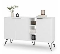 Shally Dogan Madia Moderna 3 Ante e Vani, Credenza Design Moderno, Struttura Resistente Salvaspazio, Ideale per Ingresso, Casa, Ufficio, Camera da Letto, Soggiorno, 143 x 83 cm (Bianco)