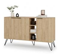 Shally Dogan Madia Moderna 3 Ante e Vani, Credenza Design Moderno, Struttura Resistente Salvaspazio, Ideale per Ingresso, Casa, Ufficio, Camera da Letto, Soggiorno, 143 x 83 cm (Quercia)