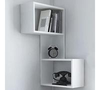 Shally Dogan Mensola a 3 Piani Angolare, Scaffale ad Angolo per Parete, Arredamento Interno, Casa, Ufficio, Organizer Salvaspazio Design Moderno, Dimensioni 47 x 20 x 85H cm (Bianco)