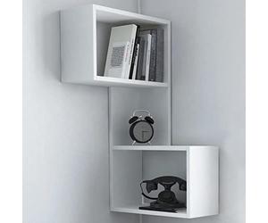 Shally Dogan Mensola a 3 Piani Angolare, Scaffale ad Angolo per Parete, Arredamento Interno, Casa, Ufficio, Organizer Salvaspazio Design Moderno, Dimensioni 47 x 20 x 85H cm (Bianco)